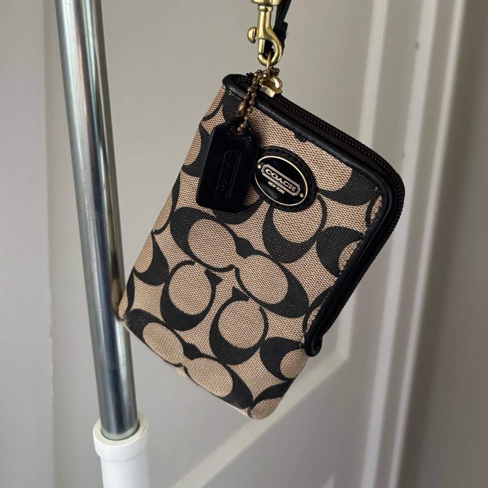 Coach Signature Canvas Universal Multi-Case Pouch Wristlet